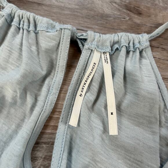 By Anthropologie Peplum Tank Top Light Sage Cotton Soft Ruffle Boho Indie - Picture 2 of 6